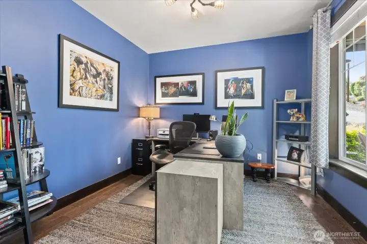 Office on main floor offers plenty of space to work from home, home school or have a library.