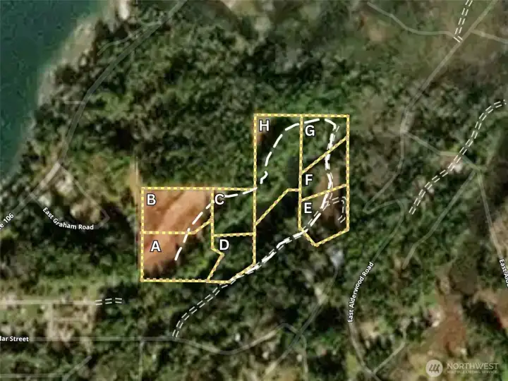 Overhead view with approximate boundaries in yellow.