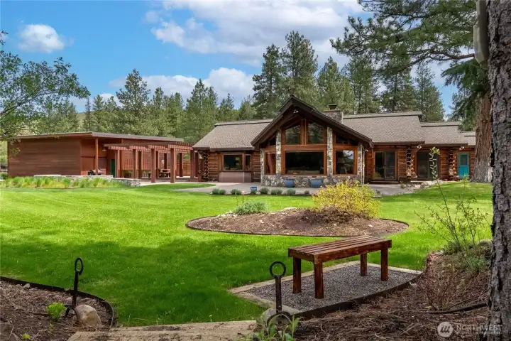 4+ acres, partially fenced with underground sprinkler system. Thoughtfully designed established landscaping on an automatic watering system. 4+ acres, partially fenced with underground sprinkler system. Thoughtfully designed established landscaping on an automatic watering system.