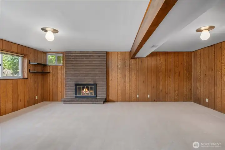 Rec room/Flex space in lower with fireplace.
