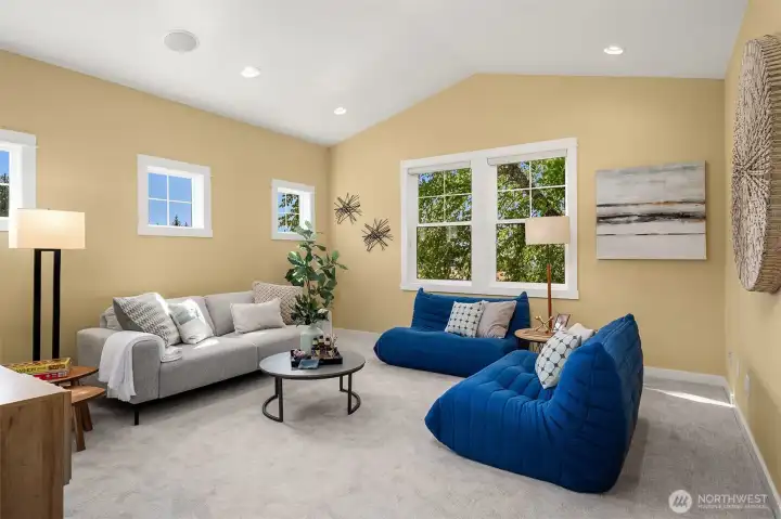 An expansive upper-level bonus room provides exceptional flexibility—ideal as a media room, playroom, home office, fitness space, or additional gathering area. An expansive upper-level bonus room provides exceptional flexibility—ideal as a media room, playroom, home office, fitness space, or additional gathering area.