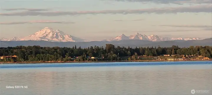 Mt Baker View from Deck. Home is centered with perfect view.