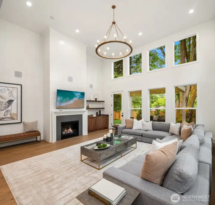 2 story great room that overlooks the private yard
