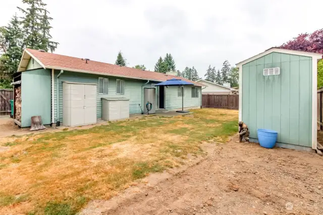 Again, seller had huge trees removed and yard is ready for the new owners personal touch! These two rubber maid storage units will also stay with the home.