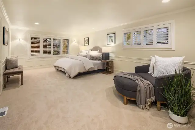 Another view of the primary. There is plenty of room for lounging, stretching, sleeping... you'll never want to leave this dreamy suite.