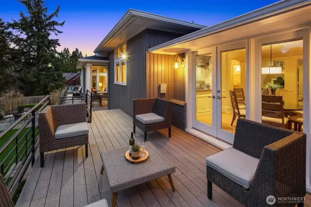 Retreat to the balcony after a lively party to enjoy an after-dinner drink and take in the drama of the western sky.