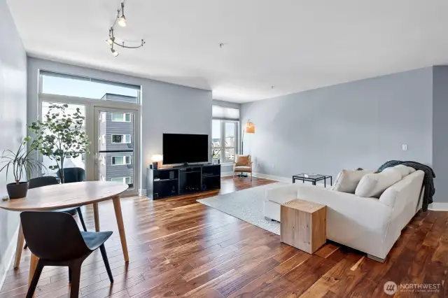 Hardwood floors in the main living areas.