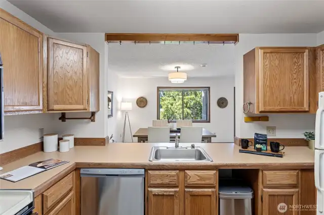 Lots of cabinet space in this kitchen, featuring a brand new dishwasher.