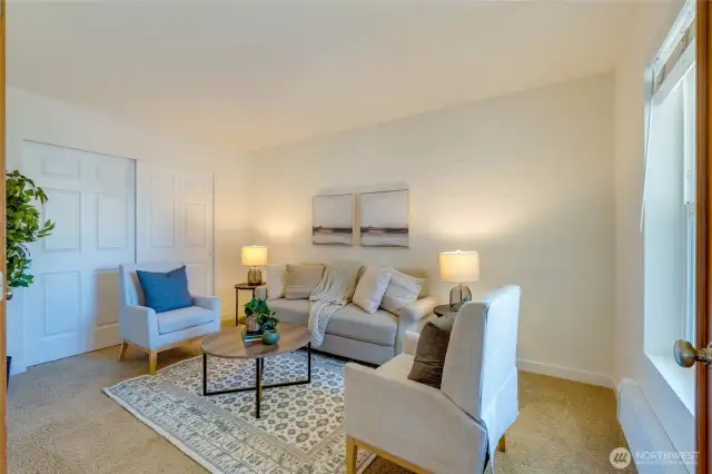 Staged as a family room, this bedroom is a true flex space. Need to work from home? A play space? A bedroom on the main?