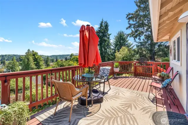 Further decking with peaceful territorial views.  Access to lower deck and patio
