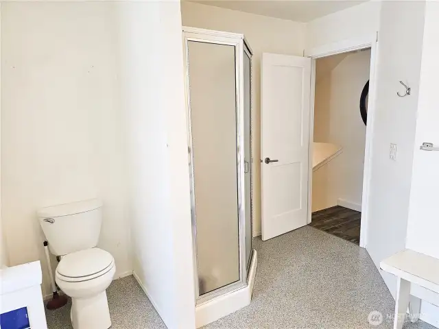 Separate shower.