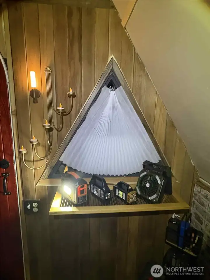 Charging station by the window, if you want to keep some sun on your devices from inside! Also by an outlet, if charging from A frame as power source.