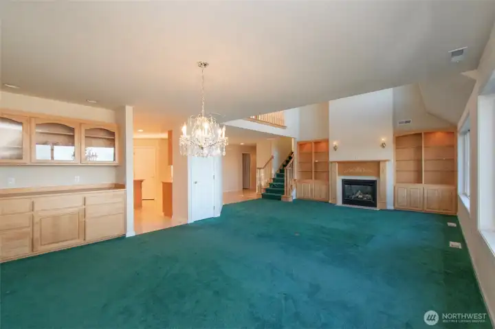 Dining Room with built-in cabinet and serving bar.
