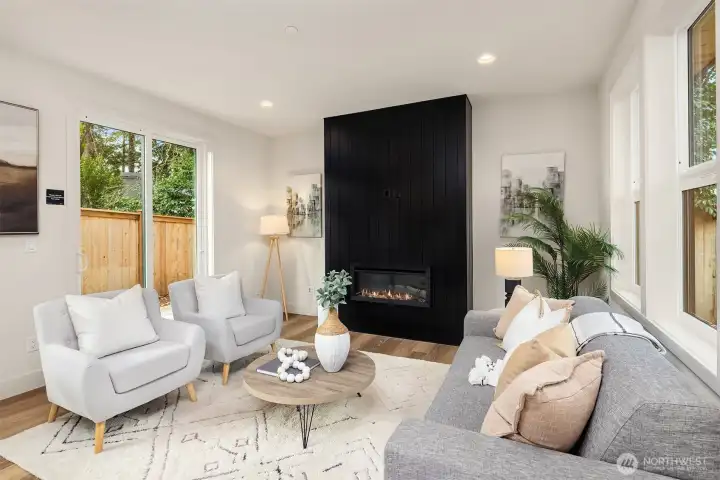 Fantastic living area with cozy fireplace