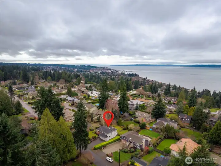 Aerial veiw looking towards Edmonds Ferry