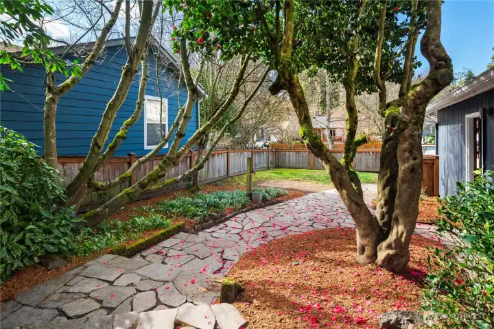 The garage sits on a level lower portion of the lot and is absolutely gorgeous.