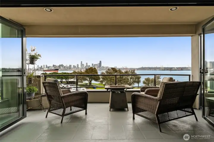 Enjoy the view while sitting around the fireplace