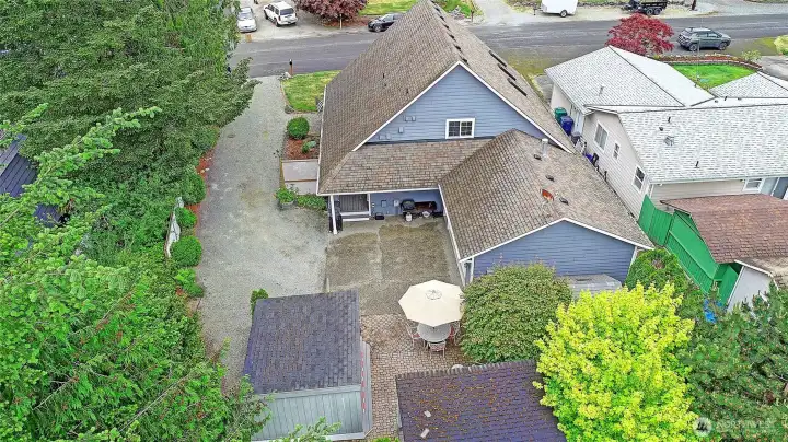 Aerial view of the property facing East