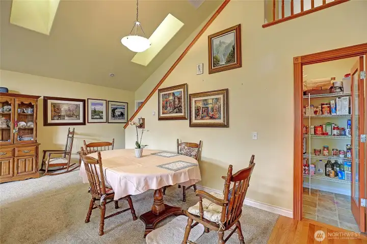 The dining room space just off the living room and kitchen.