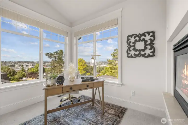 The private office within the primary suite creates an inspiring work-from-home retreat, allowing you to stay focused while enjoying beautiful views right outside your window.