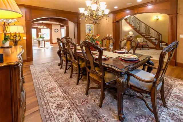 The dedicated dining room paired with a butler’s pantry.