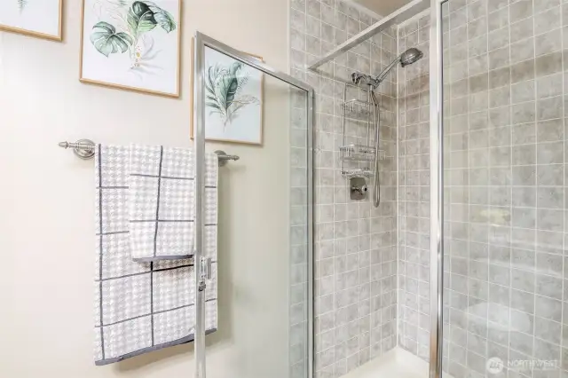 Shower in primary bathroom