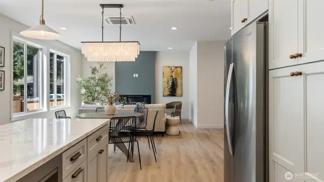 Stainless appliances include fridge.