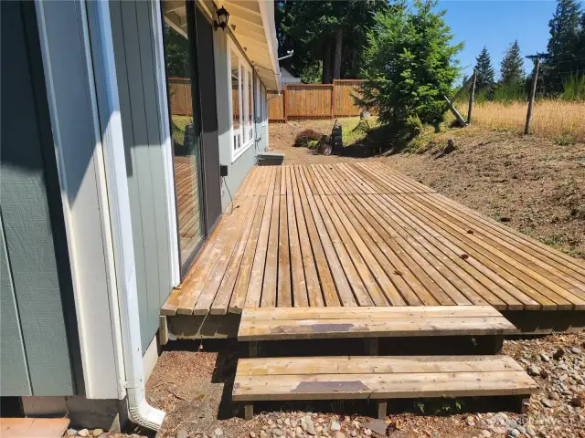 Deck off the slider from the dining area.  Lots of room for bbq and patio furniture.