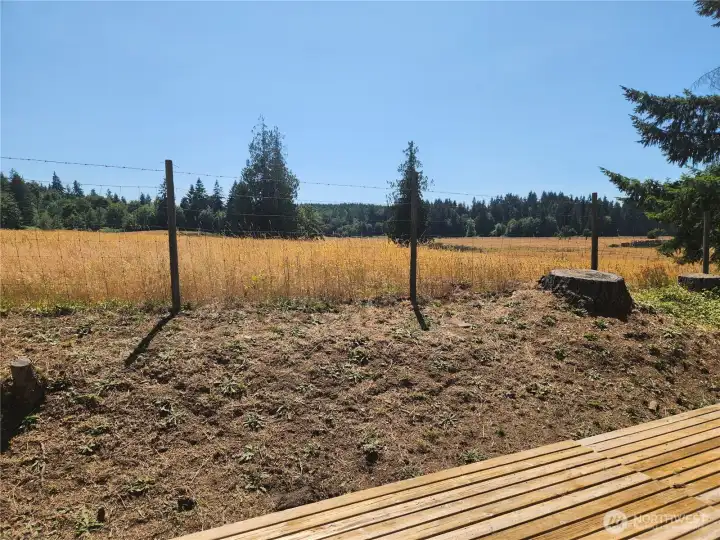 Open field view off back deck.  Lots of deer and elk to be seen here roaming through the fields.