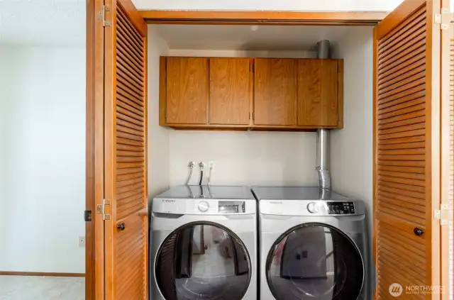 Upper level utility area.  New washer and dryer stay with the home.