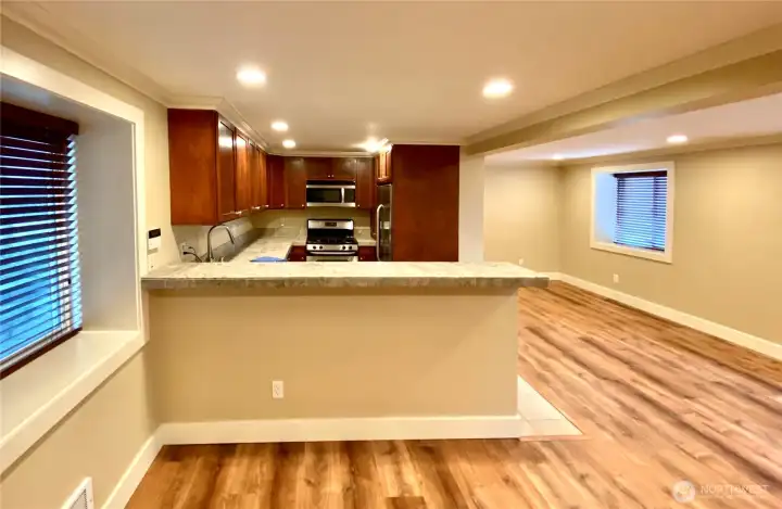 ADU Kitchen/Breakfast Bar and Living Area
