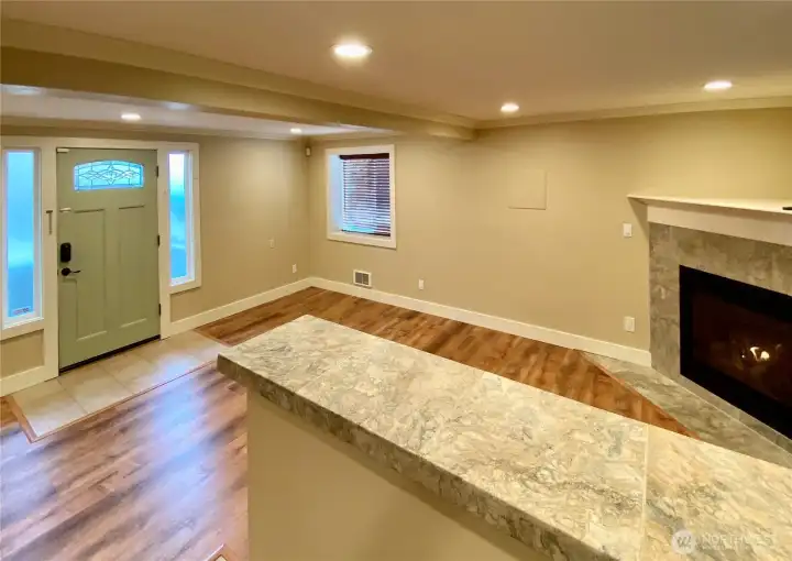 ADU Entry and Fireplace