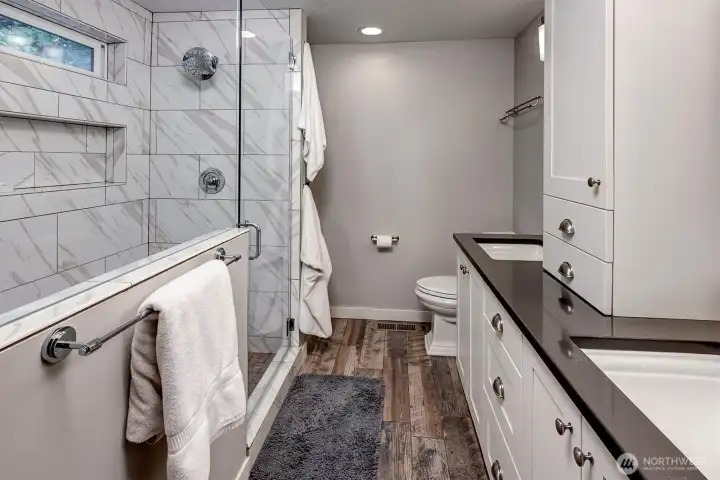 Primary bath completely redone. Huge shower!