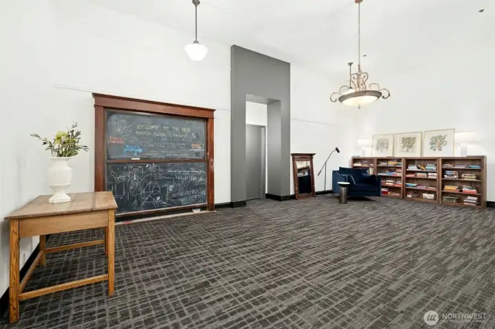 4th Floor Lobby with original Chalkboard from school