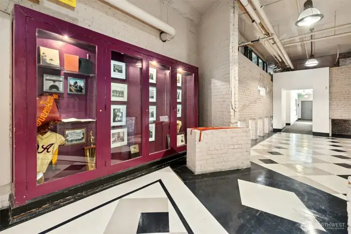 Trophy Case from original HS with photos and pendants