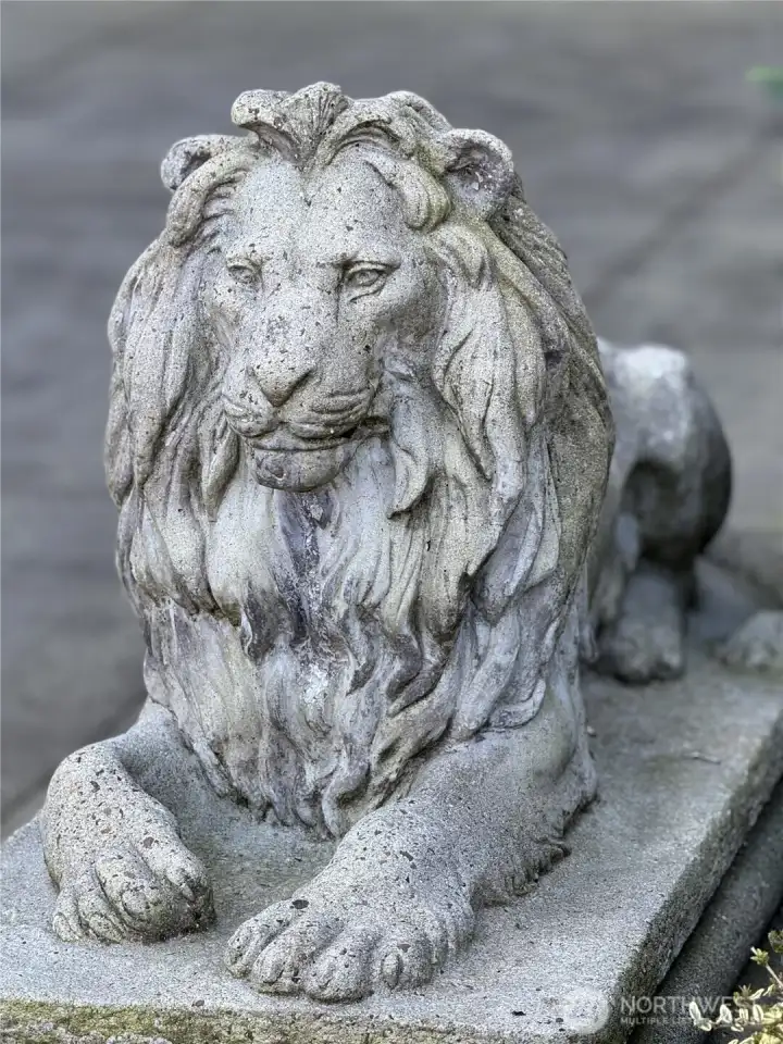 Proud Lion Guards the school