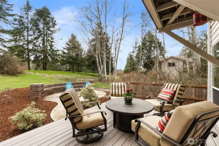 From the deck, wander out to the patio and enjoy those golf course views.