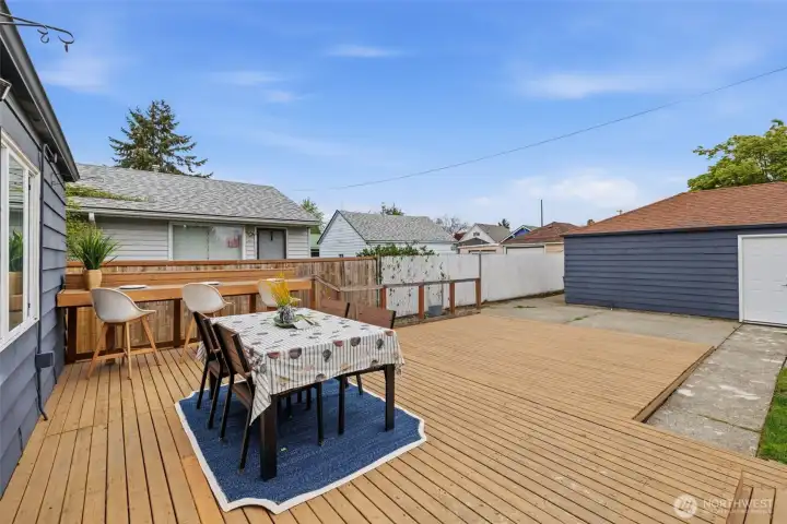 Enjoy evening dinners on the spacious deck just off the kitchen