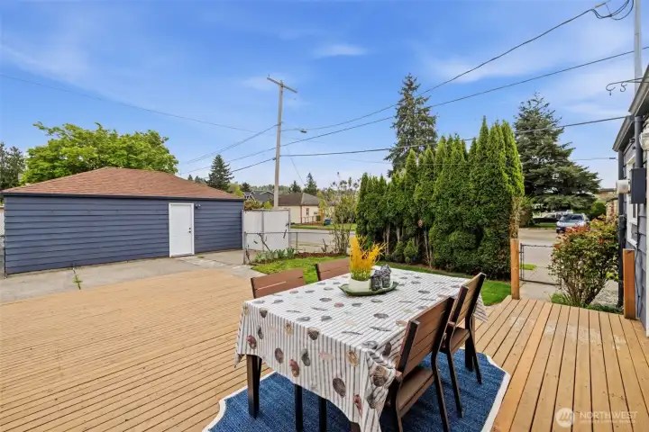 Lush, mature trees enhance privacy and outdoor enjoyment