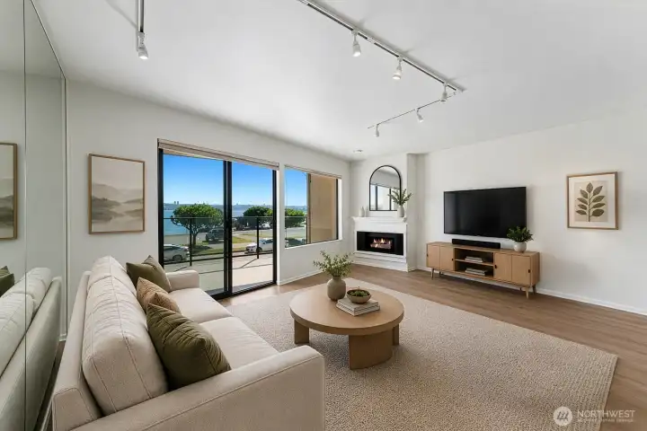Virtually staged living room