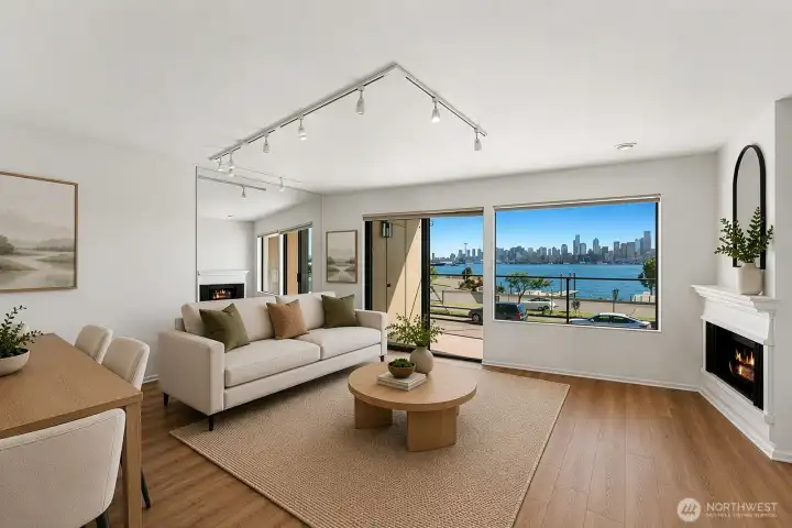 Virtually staged living room