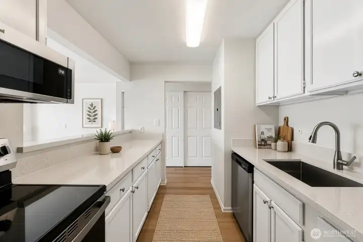 Updated kitchen virtually staged