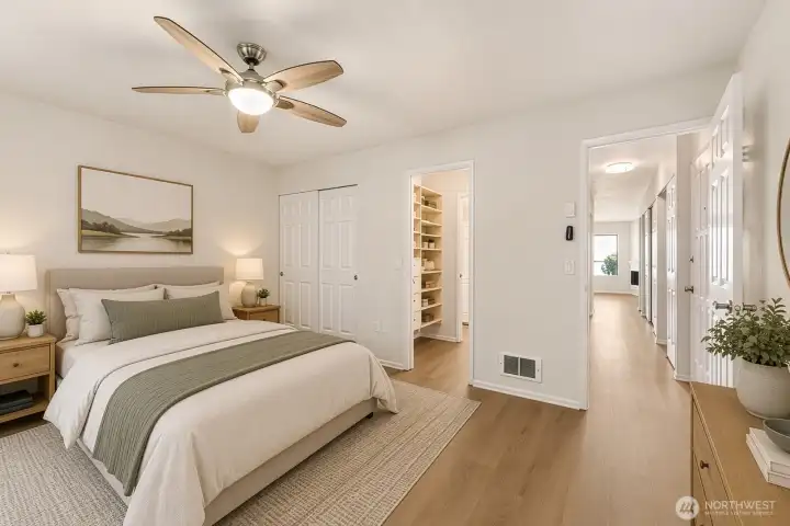 Primary bedroom virtually staged