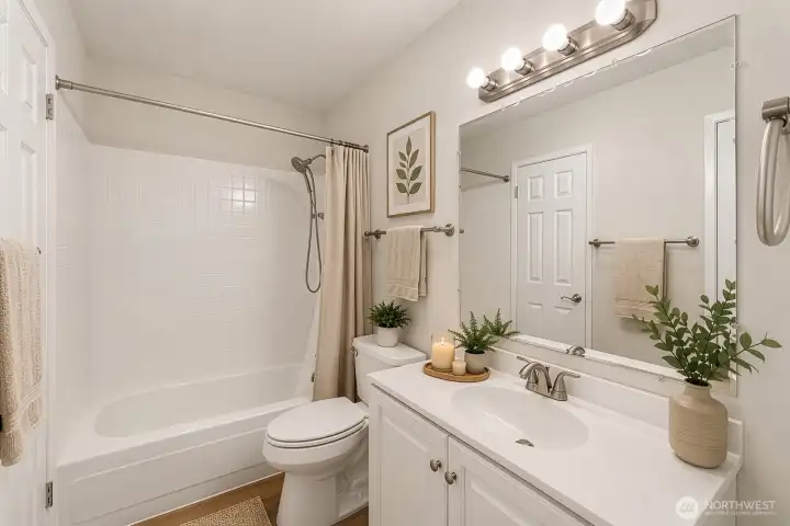 Primary bathroom virtually staged