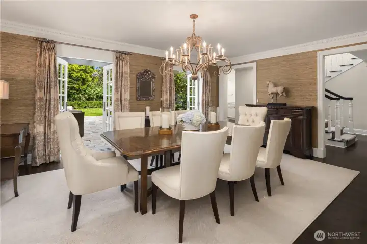 The formal dining room is perfectly suited for everything from intimate dinners to holiday celebrations. The formal dining room is perfectly suited for everything from intimate dinners to holiday celebrations.