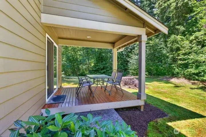 Side view of the covered deck