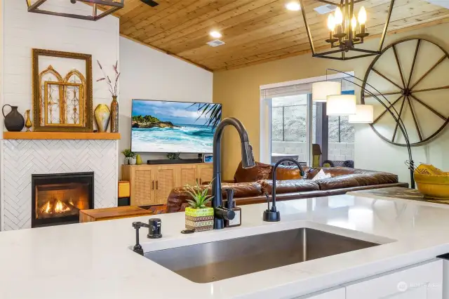 Kitchen overlooks living space