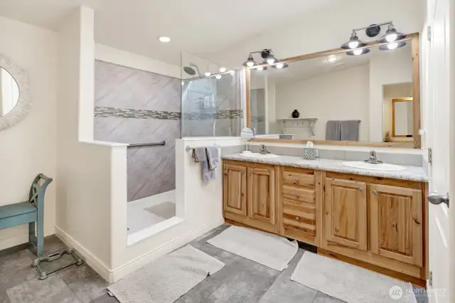 walk in shower in main suite