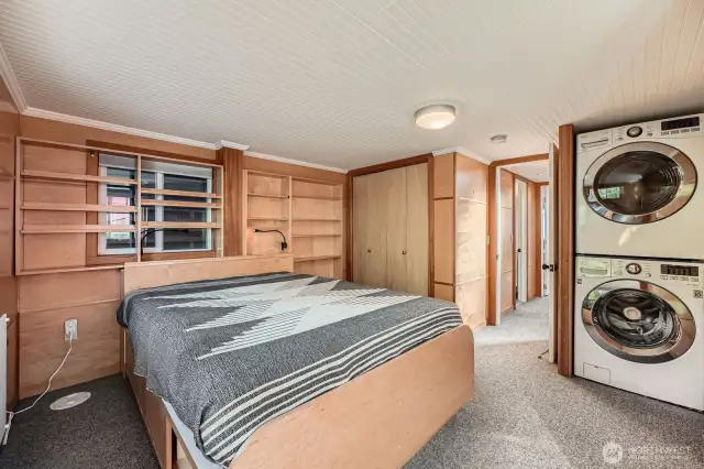 Another view shows stack washer/dryer in a very convenient location.