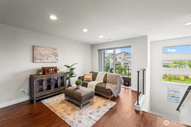 Upstairs bonus has a patio to enjoy